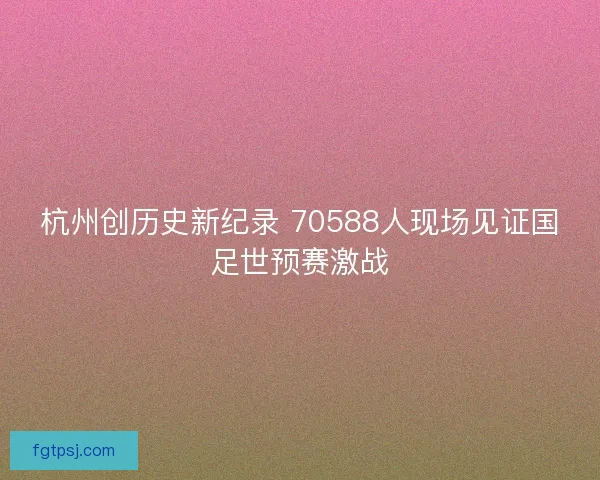 杭州创历史新纪录 70588人现场见证国足世预赛激战