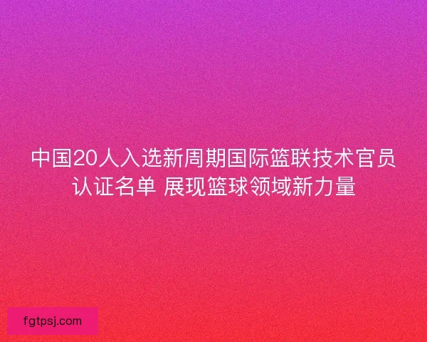 中国20人入选新周期国际篮联技术官员认证名单 展现篮球领域新力量