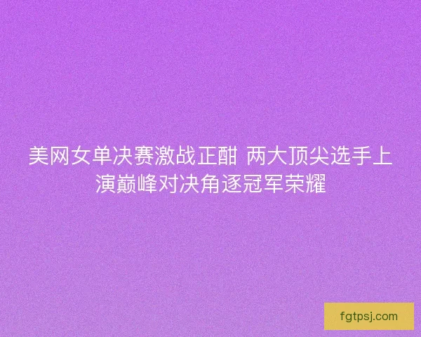 美网女单决赛激战正酣 两大顶尖选手上演巅峰对决角逐冠军荣耀