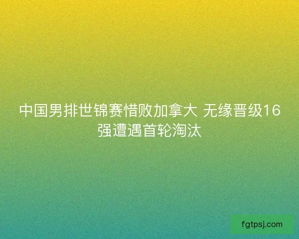 中国男排世锦赛惜败加拿大 无缘晋级16强遭遇首轮淘汰